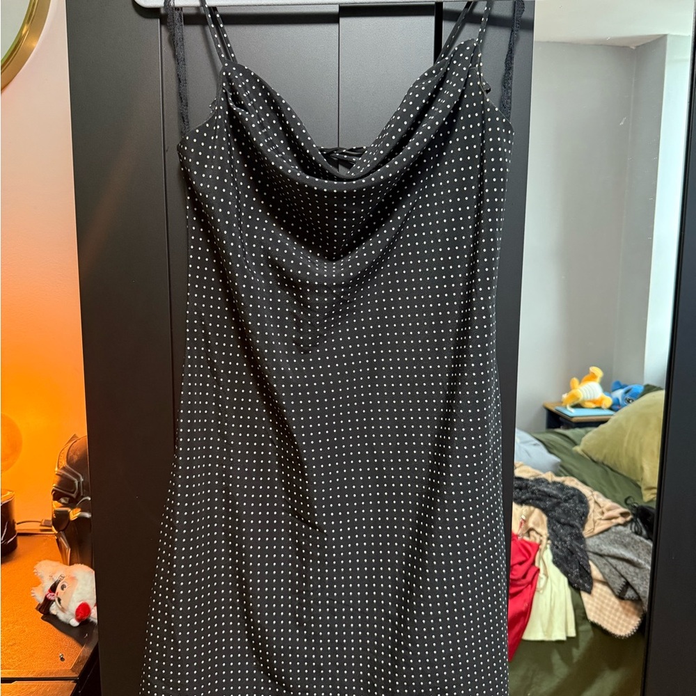 Reitmans Black and White Slip Dress Cowl Neck Midi